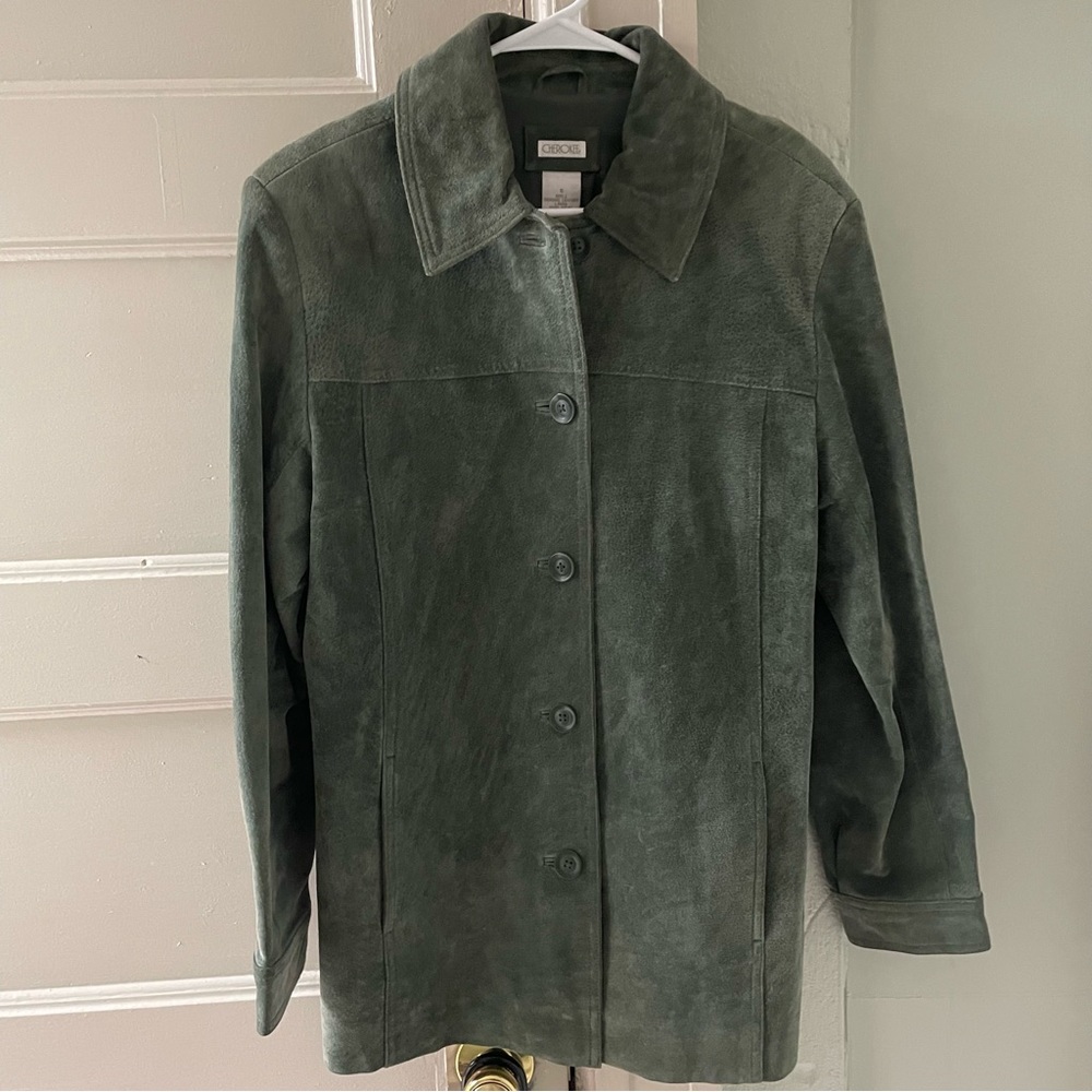 Cherokee Green Leather Button-Up Jacket